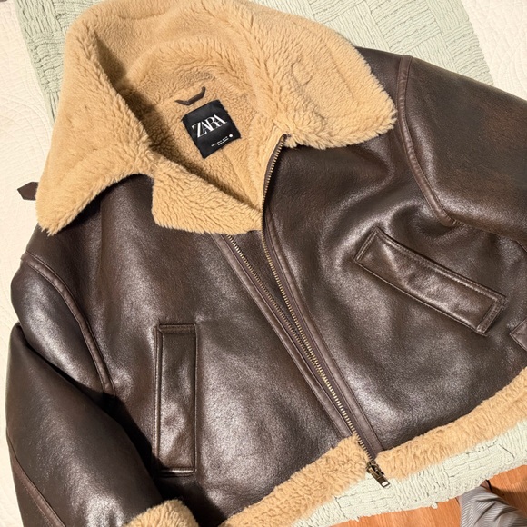 Zara Jackets & Blazers - Zara Dark Brown Jacket with Cream Shearling